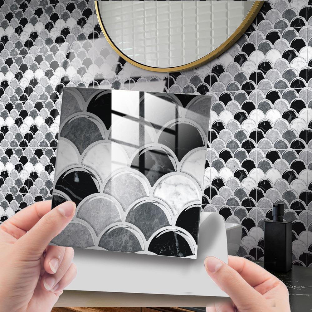 10PCS 15*15cm Tile Stickers Waterproof Marble Grain 3D Wall Sticker PVC Colorful Tile Wall Sticker