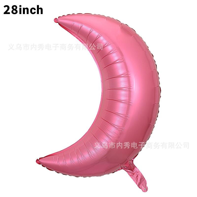 28-Inch Moon Balloon Modeling Birthday Party Arrangement Decorative Atmosphere Balloon Skinny Silver Moon Aluminum Film Balloon