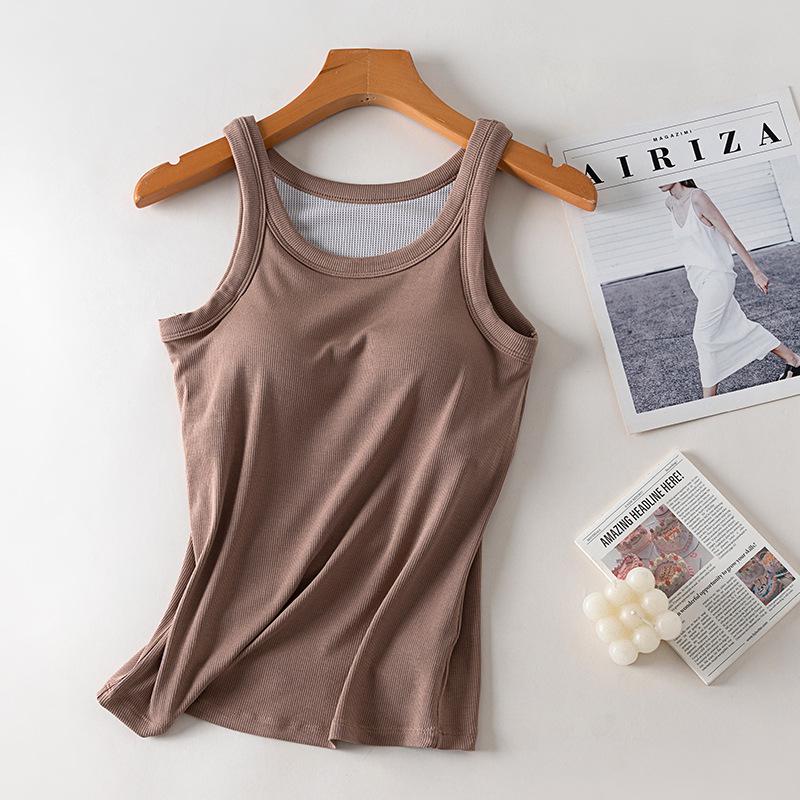 White Backless Camisole Tank with Built-In Bra - Versatile Base Layer for Yoga, Sports, or Everyday Wear