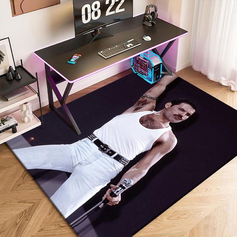 1pc Freddie Mercury album poster Carpet Rug for Living Room Bedroom Home Sofa Decoration,Kids play Non-slip Floor Mat