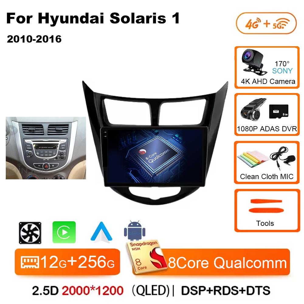 Android 14 Pentru Hyundai Solaris Verna Accent 1 2010-2016 Qualcomm Radio Auto Navigație GPS Carplay Multimedia Video Player Audio