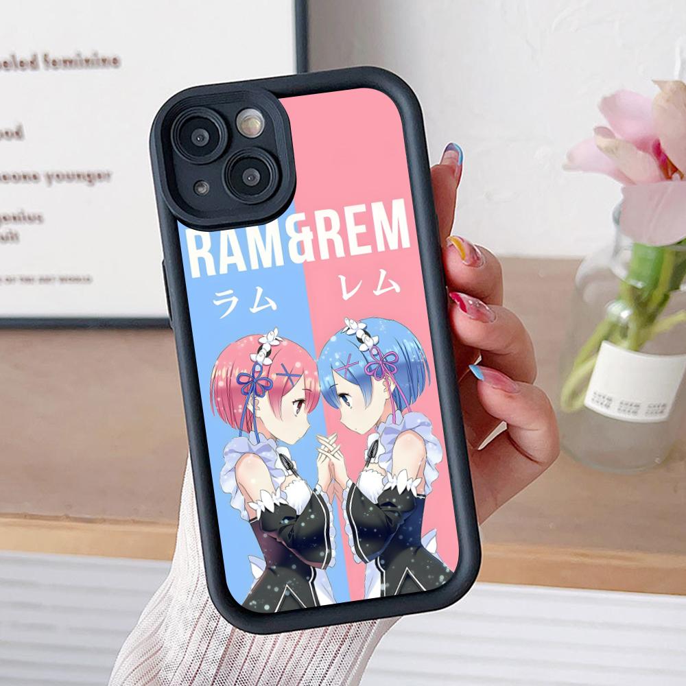 ReZero Rem Ram Thicken TPU Mobile Phone Case for iPhone 17 16 15 14 13 12 11 Air Pro Max Plus Colorful Cover