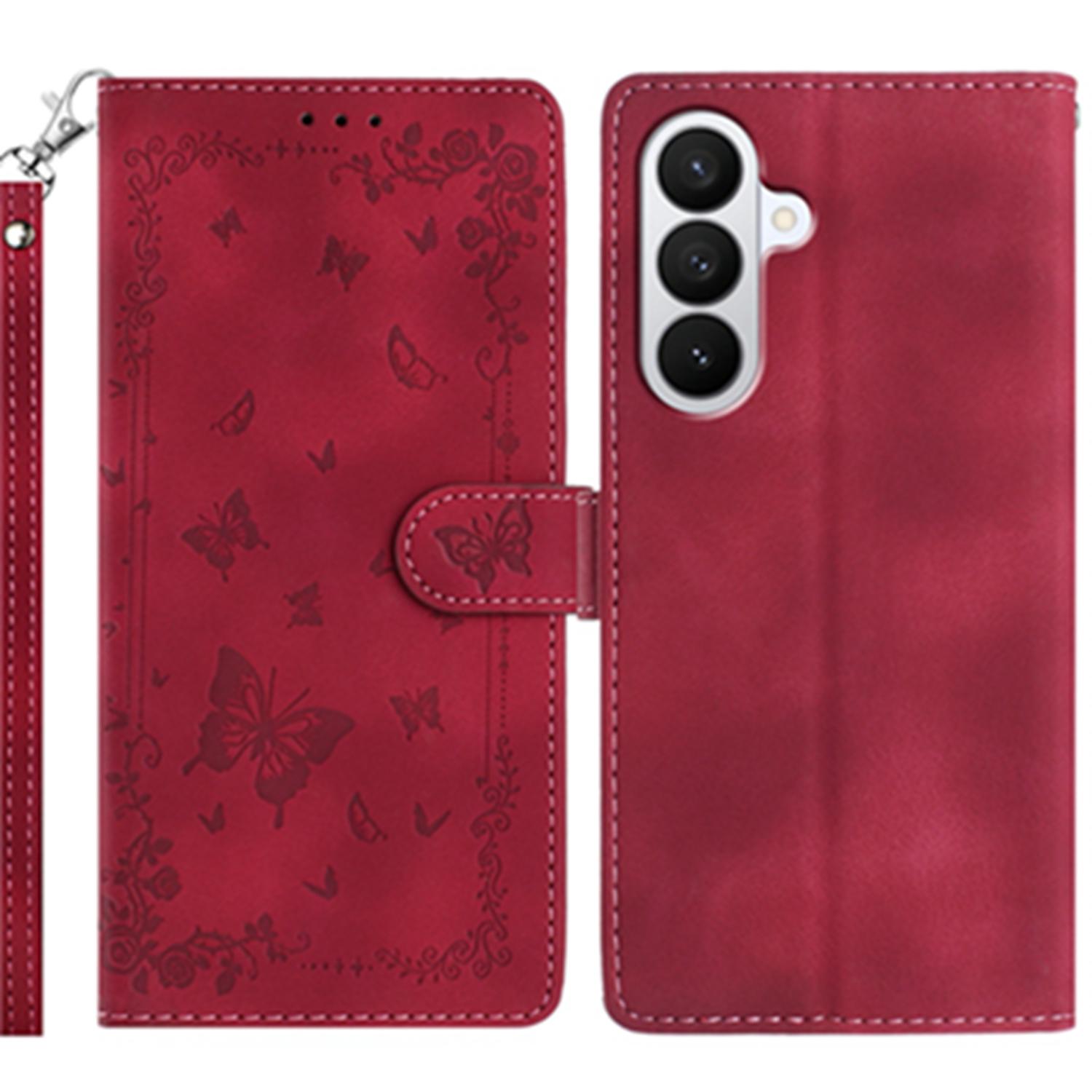 

For Samsung Galaxy S26 Pro Case Garden Imprinted PU Leather Wallet Phone Cover with Wrist Strap
