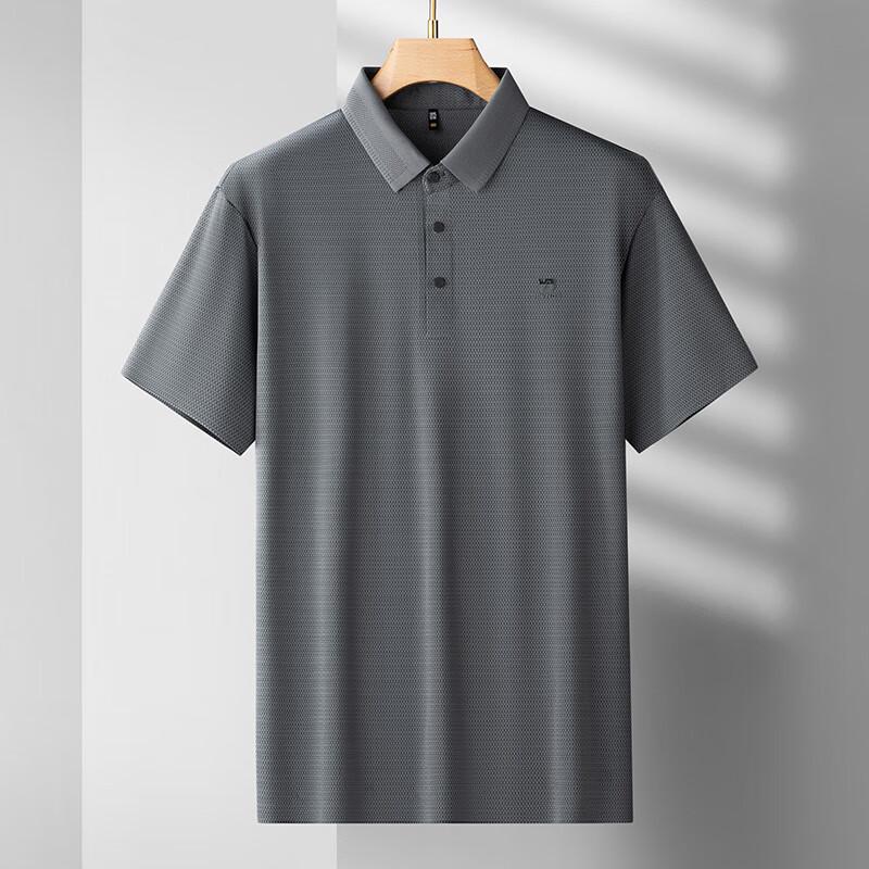 Мужская свободная полосатая жаккардовая рубашка-поло из ледяного шелка XL