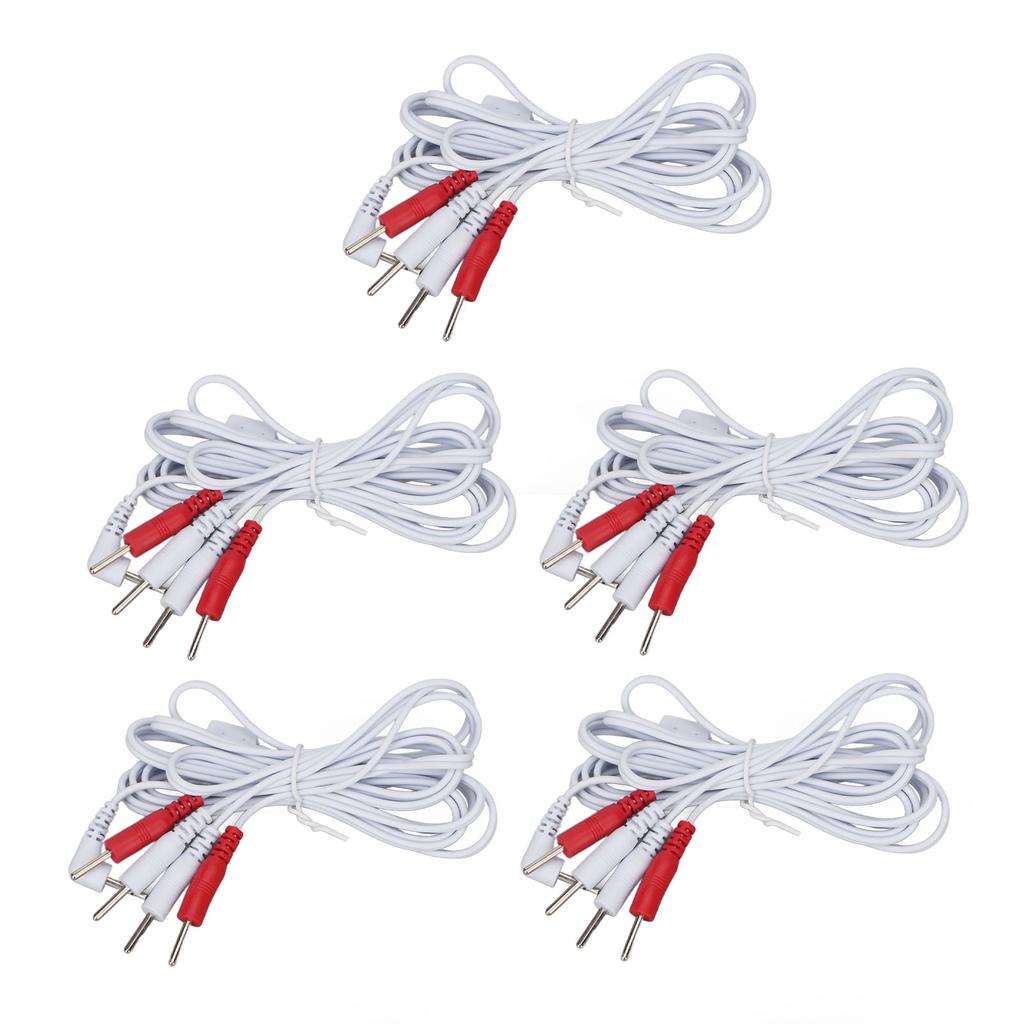 5pcs Electrode Wire 1 To 4 Pin 4.9ft Length Promote Blood Circulation Multifunctional 2.5mm Plug TENS Unit Wire White