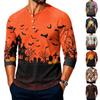 Men's Long Sleeve Shirt with Halloween Print for Casual Wear