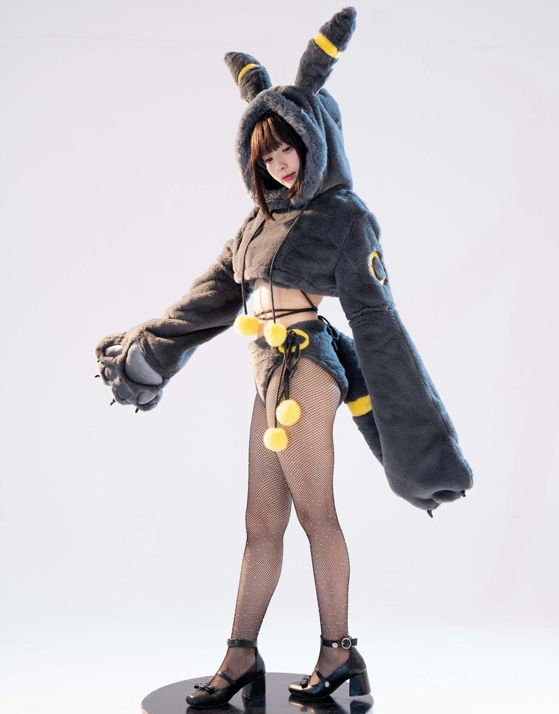 Mobbunny Beautiful Cosplay Anime Long Black Cute Outfit Black Women's Costume, Game, Sleeves, Pajamas, Top, Bra, Lingerie, Pants, Animal-Style Cat,