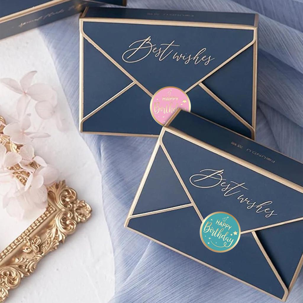 500pcs stickers per roll, Happy Birthday stickers,12 assorted colors, 2.54 cm diameter,perfect for family parties, gift sealing