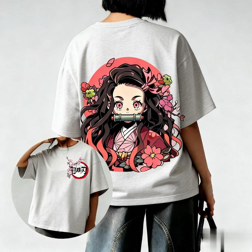 Demon Slayer Anime Printed Unisex and Women Tshirt Couple Street Fashion Casual Unisex and Women Top Summer Harajuku Y2K Streetwear