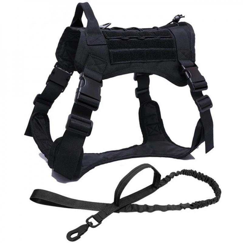 Tactical Nylon Dog Harness with Leash for Outdoor Training