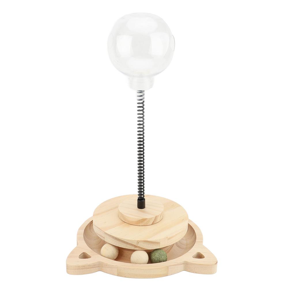Interactive Cat Feeder Toy Wood Ball Base Reduce Depression Exercise Intelligence Cat Treat