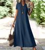 Neues Sommerkleid mit Reißverschluss hinten, kurzärmlig, aus Baumwolle und Leinen, einfarbig, modisch, figurbetont