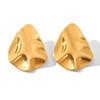 18k Gold Hammered Texture Earrings for Women, Irregular Studs, Premium Light Luxury Ear Jewelry, Versatile