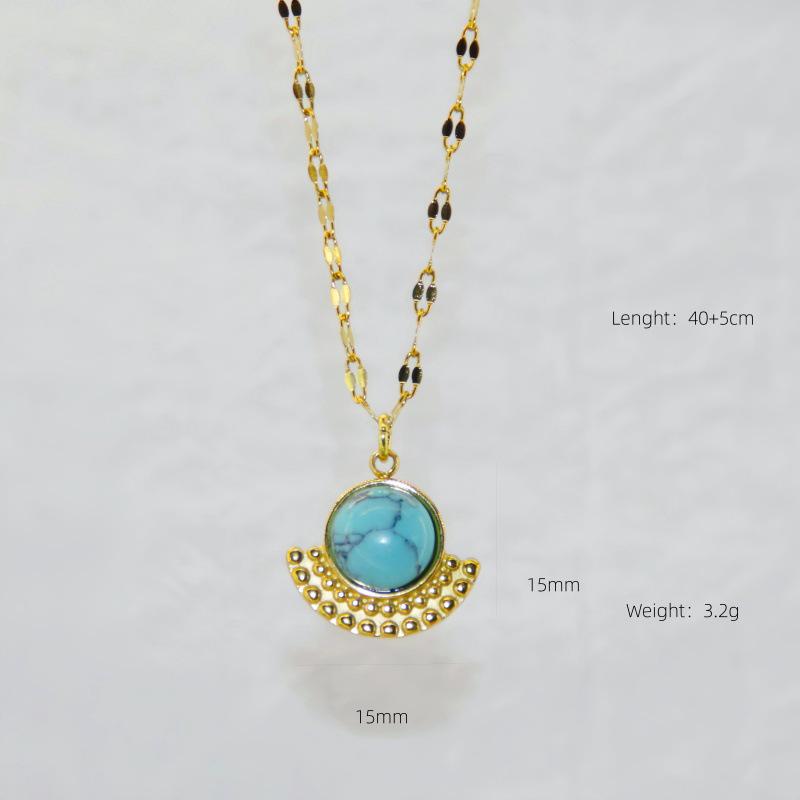 Elegant Titanium Steel Necklace with Non-Fading Natural Stone and Unique Design