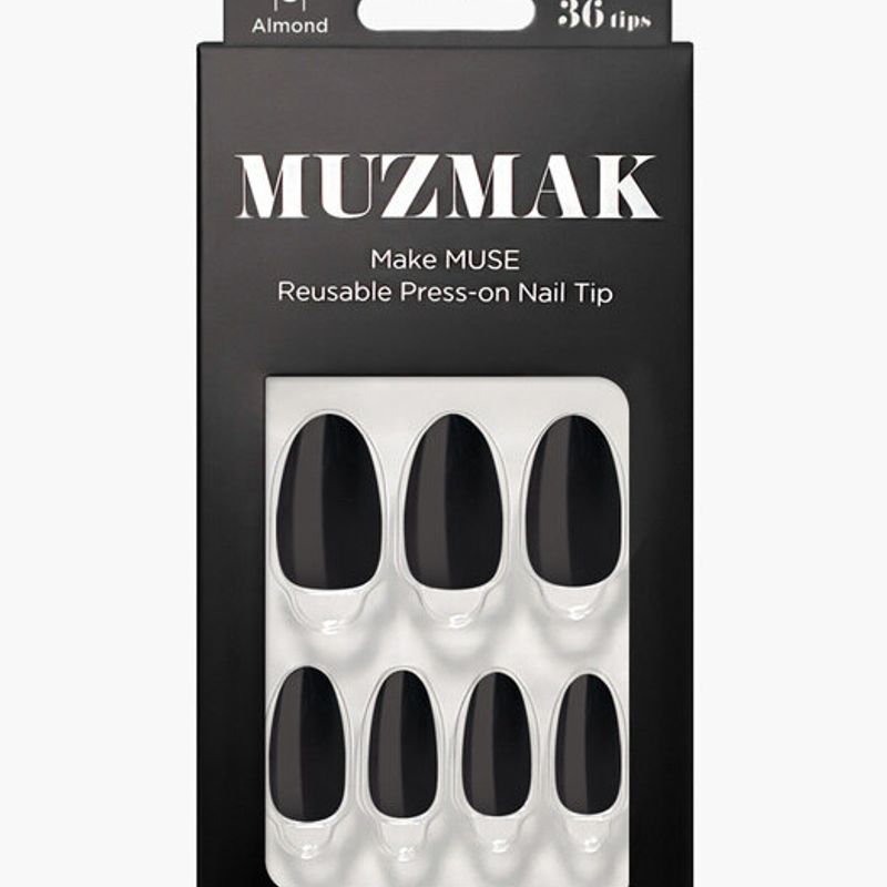 Reusable Nail Tips New Black (Almond)