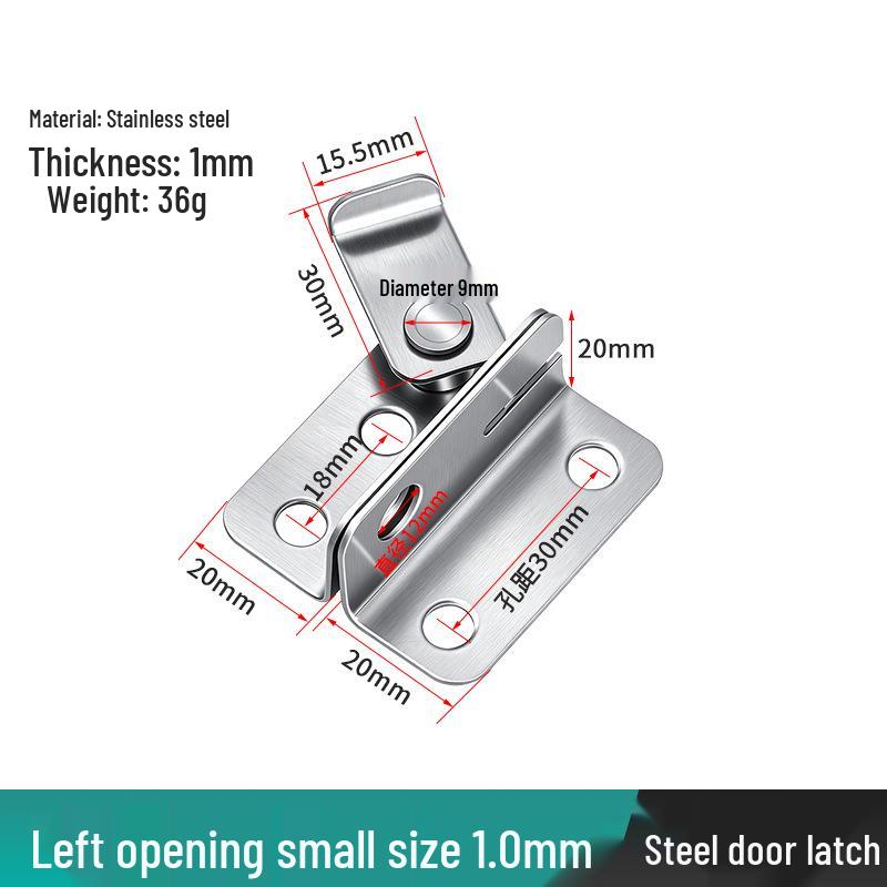 Stainless Steel No-Drill Door Lock Latch with Keyhole, Left/Right Opening, Anti-Theft Bolt.