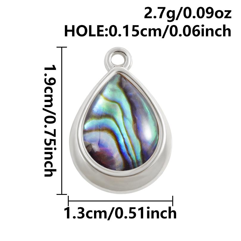2pcs Various Shape Abalone Shell Trendy Square Oval Rectangle Stainless Steel Charm For Jewelry Making Supplies DIY Pendant Bulk