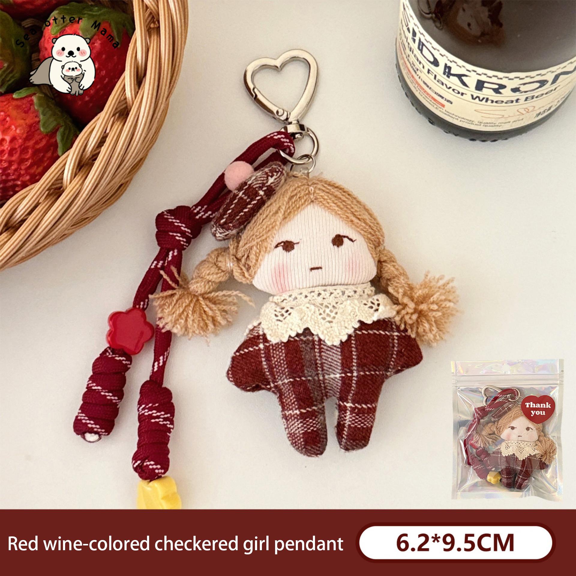Vintage Plüschpuppen-Anhänger für kleine Mädchen, Schlüsselanhänger für Mädchen-Rucksack, Niedliche Anhänger-Dekoration, Kleines Geschenk, Kleines Anhänger-Accessoire