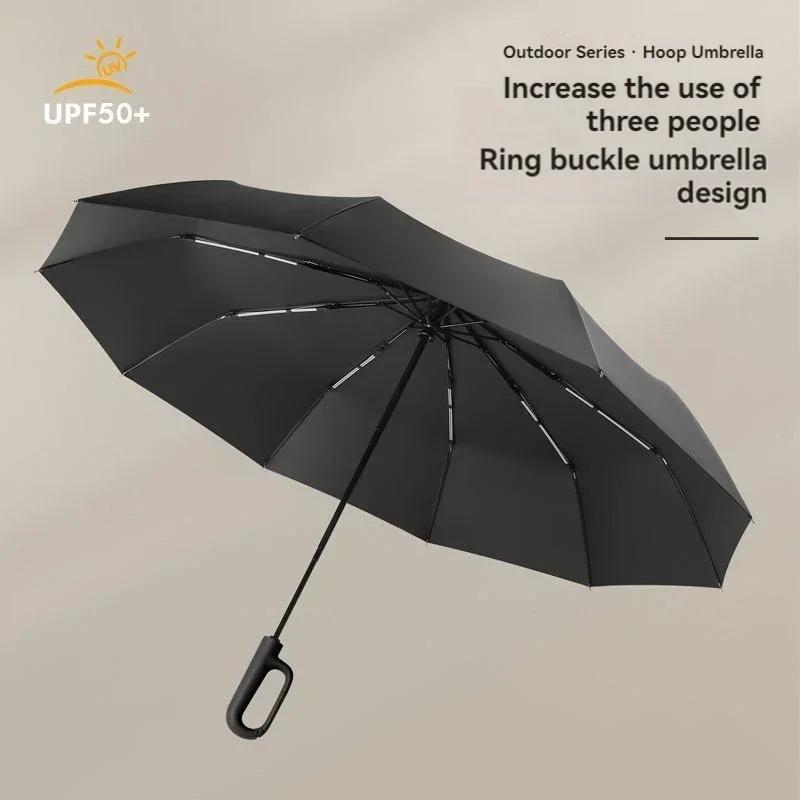 20 Bones Windproof Strong Reinforced Automatic Folding Umbrella for Men, Large Buckle Handle Wind and Water Resistant