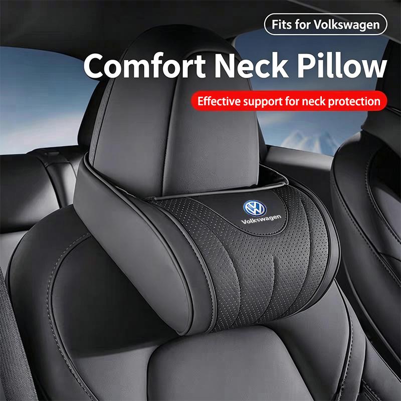 Volkswagen Car Neck Pillow Leather Breathable Soft Headrest Accessories Key For VW Golf Amarok GTI Touran Touareg Tiguan Magotan Et4