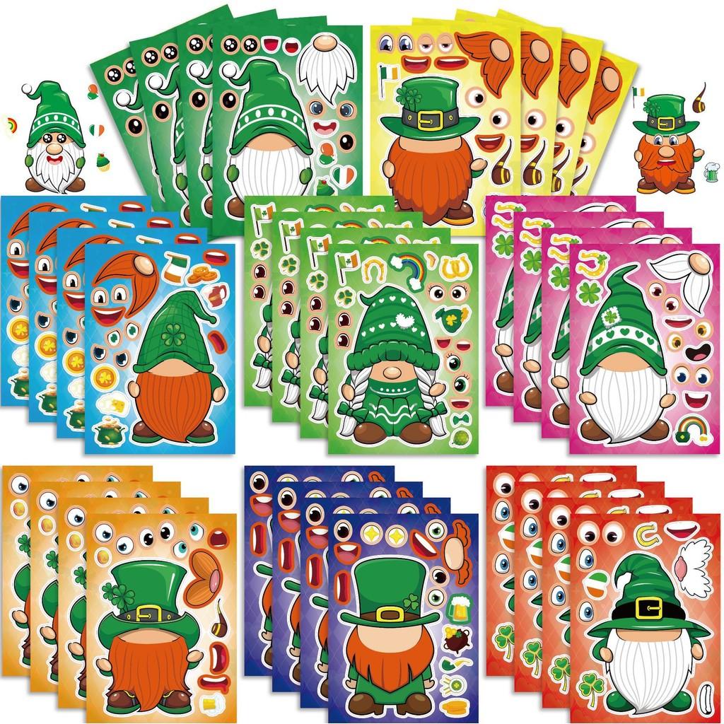 Adorable Cartoon Saint Patrick's Day Interactive Puzzles For Kids Diy Stickers Pack