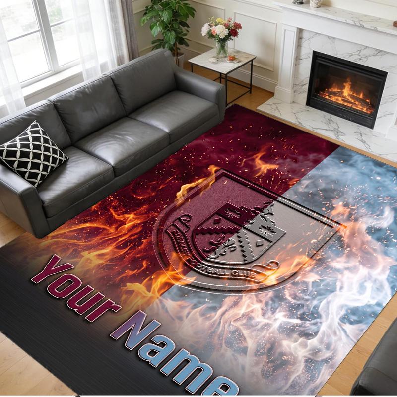 Crystal Velvet Rug Custom Name Text, Soft Non Slip Floor Mat Home DecorBurnley Football