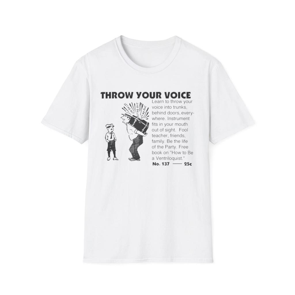 Vintage Inspired Throw Your Voice T-Shirt, Unisex Graphic Tee,