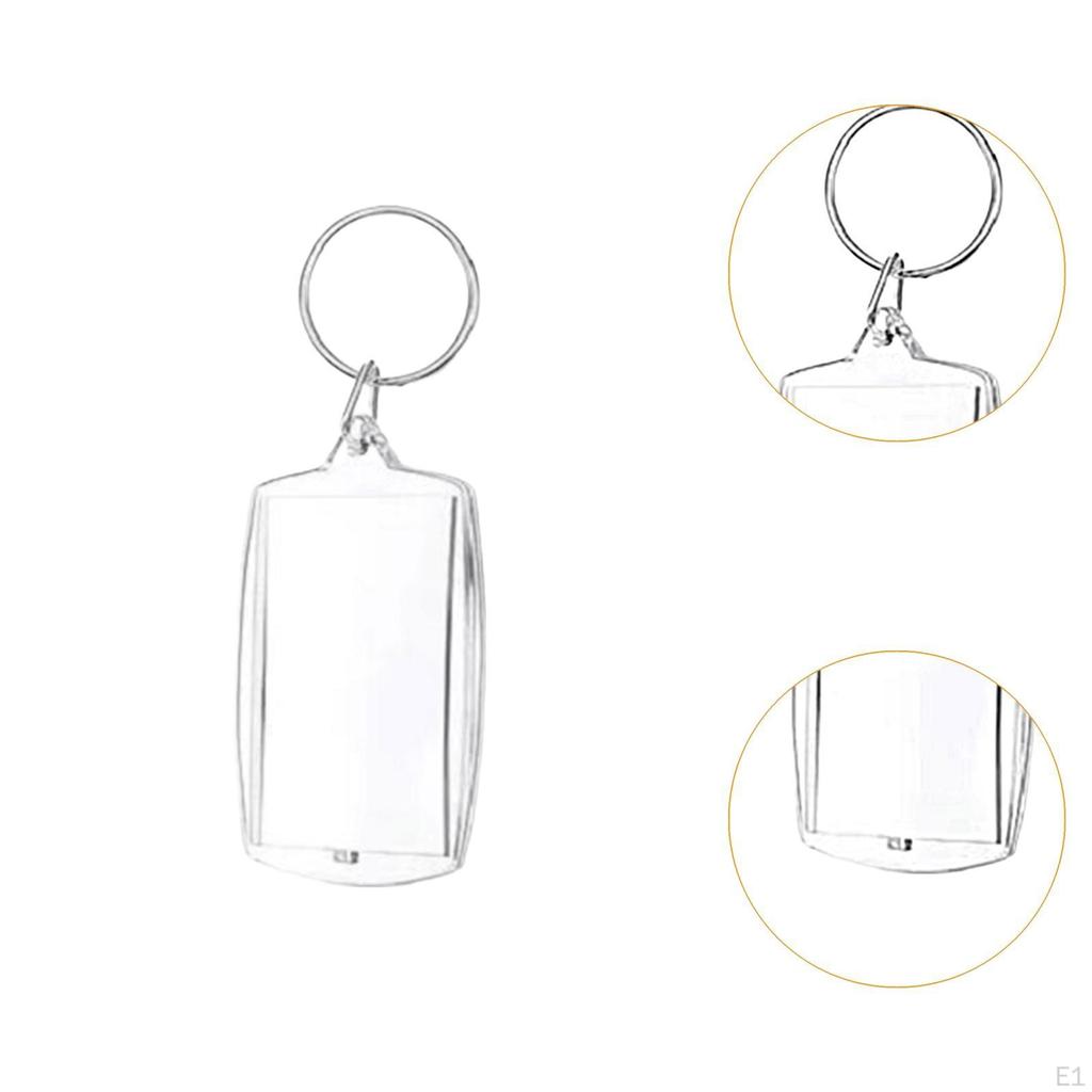 100x Acrylic Photo Keyrings Clear Supplies Rectangle Gift Picture Frame Keyring Crafting DIY