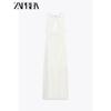Zaprha 2025 New Arrival Cotton Embroider Hanging Collar Midi Skirt Dress Long Silm Slim Looking 2869953