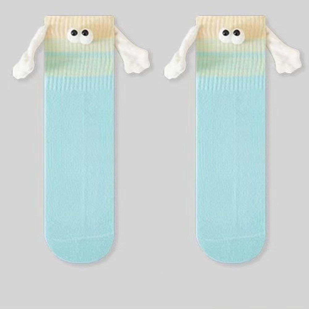 1Pair Funny Magnetic Holding Hands Socks Gradient Color Hand Grip Socks for Women Men Couple Middle Tube Socks Christmas Gifts