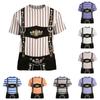 Men's Oktoberfest Vintage Texture Print Short Sleeve T Shirt Loose Fit Casual Summer Daily Wear Top with Suspender Design