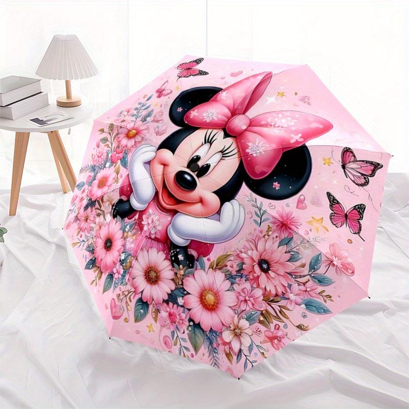 1pc Minnie & Butterfly Pattern Umbrella, Fashionable, Personalized, High-Value Folding Umbrella, a Must-Have for Summer, 8-Rib Durable Iron