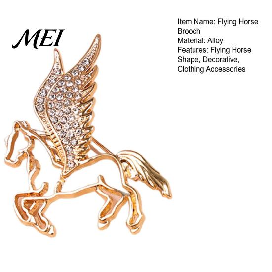 Horse Theme Pin Rhinestone Flying Brooch, Hollow Winged Lapel for Men Animal Alloy Jewelry Women, Decorative Badge Clothes Bag Hat Scarf Suits Elegant