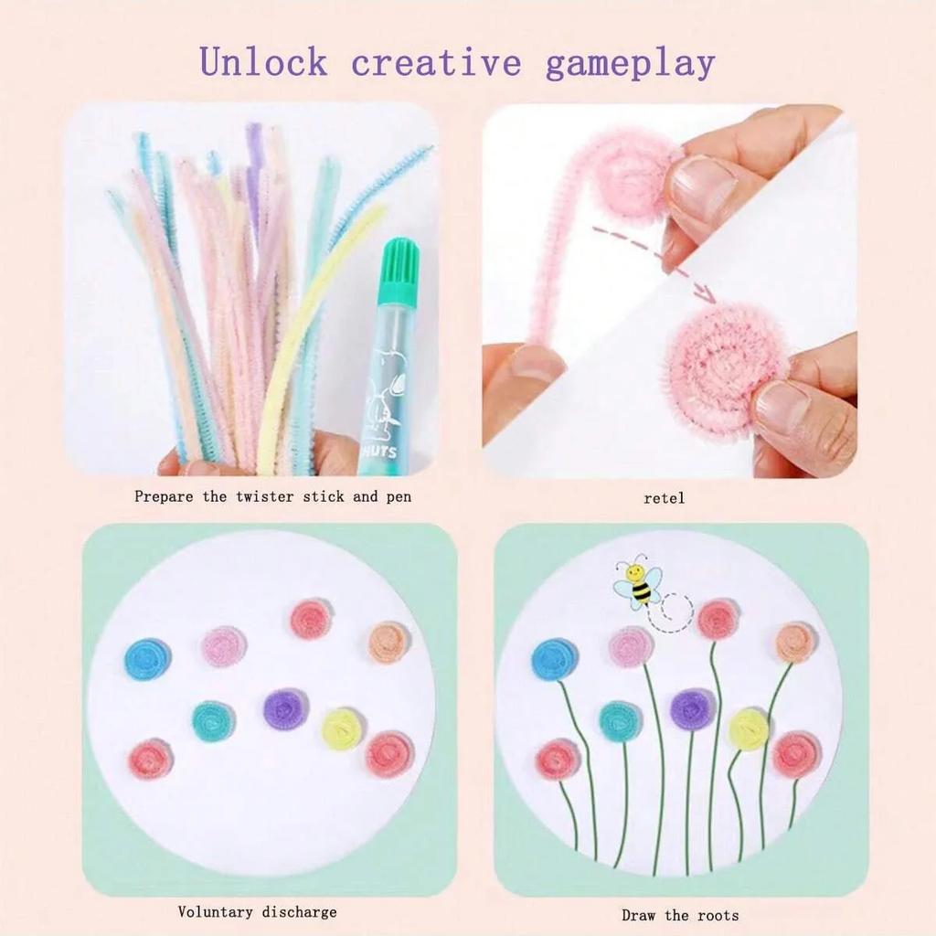 100Pcs Plush Stick Colorful Pipe Twist Stick Hair Strip Chenille Pipe Cleaner Kids Toys For Diy Handmade Craft Supplies