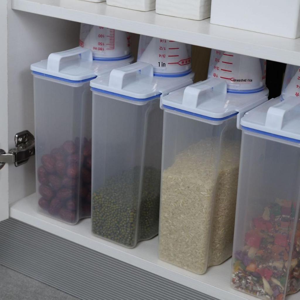 Japanese Transparent Sealed Grain Storage Jar for Kitchen