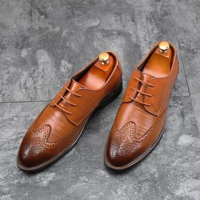 Fashion Handmade Oxfords Pointed Toe Office Men's Dress Shoes Wedding Party Carved Man Brogue Retro Formal Male Shoes Chaussure Hommes