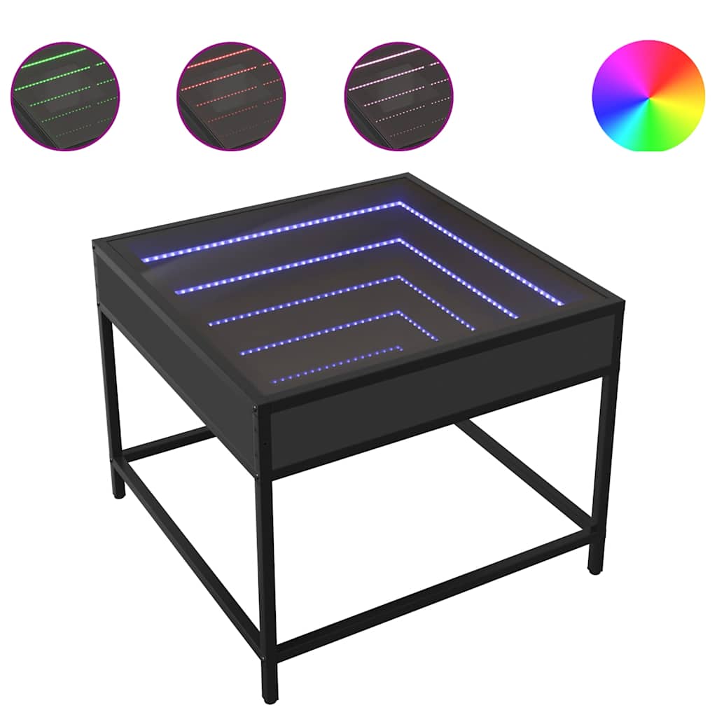 Stolik Kawowy Z Led Infinity, Czarny, 50X50X41 Cm