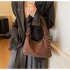 Rivet Faux Suede Shopping Shoulder Bag For Women 2025 Winter Retro Single Crossbody Bags Underarm Dumpling Sweet Tote Bags