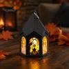 Spooky Table Centerpieces Halloween Pumpkin Lantern, Gothic House Shape LED Flickering Candle Light Plastic Decorative Lights for Party, Centerpieces,