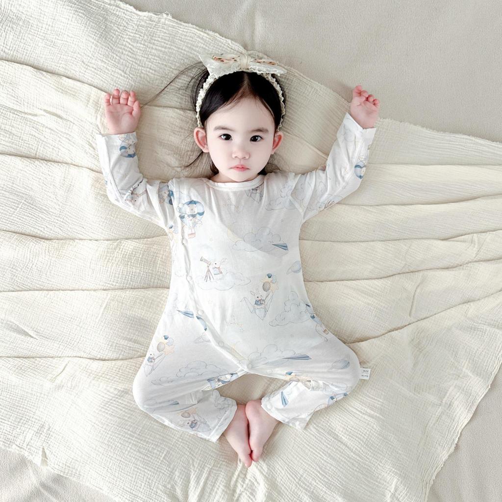 Tagless Newborn Cotton Bodysuit, Double-Layer Stomach Protection, Spring/Autumn Pajamas, Class A Baby Home Wear