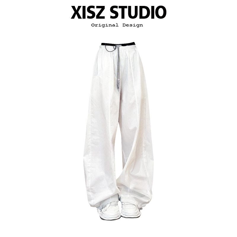 

Style Trend White Wide Leg Leisure Sweatpants Women s Summer Early Autumn Easiest for Match Quick-Drying Loose Slim Looking BF Style Pants Fashion White [High Quality] S