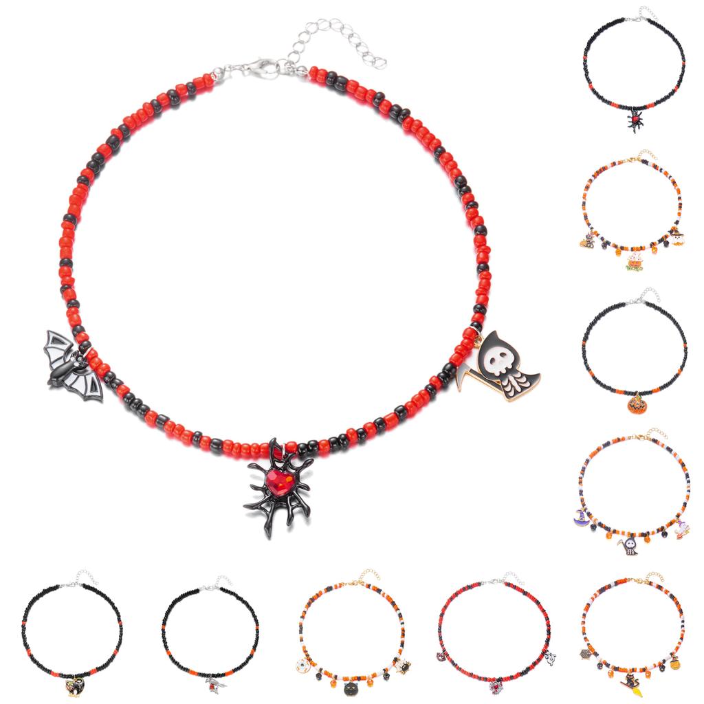 Halloween Gothic Spider Web Pendant Necklace With Rhinestones For Men And Women