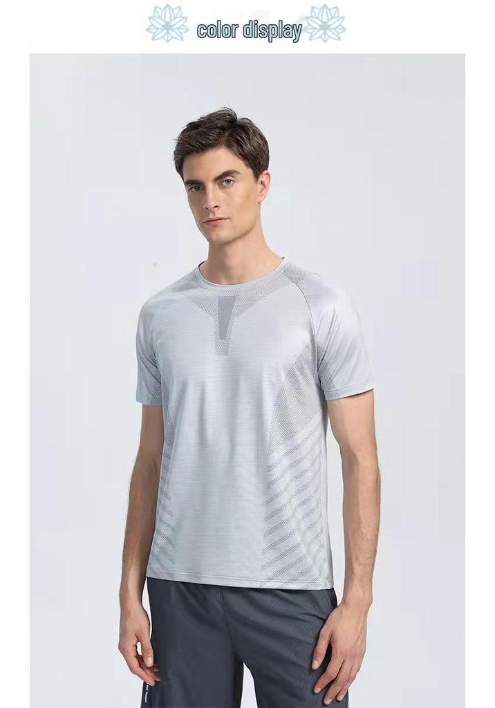 Men's Summer Quick-Dry Short Sleeve Round Neck Sports T-shirt for Running & Fitness