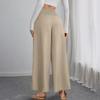 Ladies' Summer Elastic Waistband Solid Color Multi Pocket Workwear Loose Pants