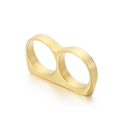 Titaniumstaal creatieve hiphop glanzende vinger tijger ring heren persoonlijkheid punk dubbele vinger dubbele ring roestvrijstalen ring