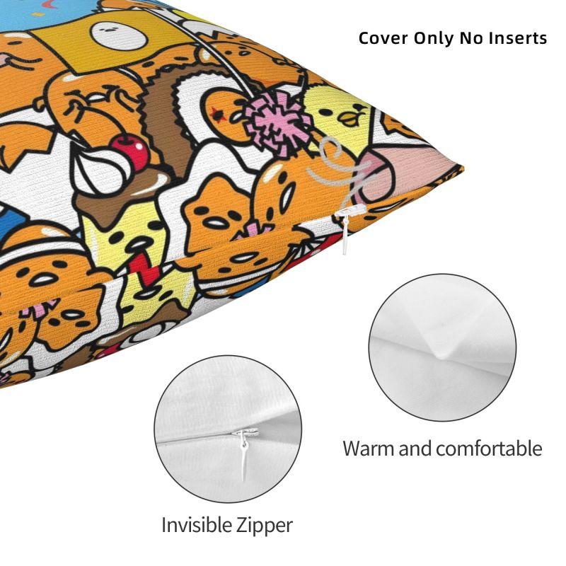 Custom Anime Gudetama Cartoon Pillow Case 45x45cm for Sofa Modern Cushion Cover Square Pillowcase