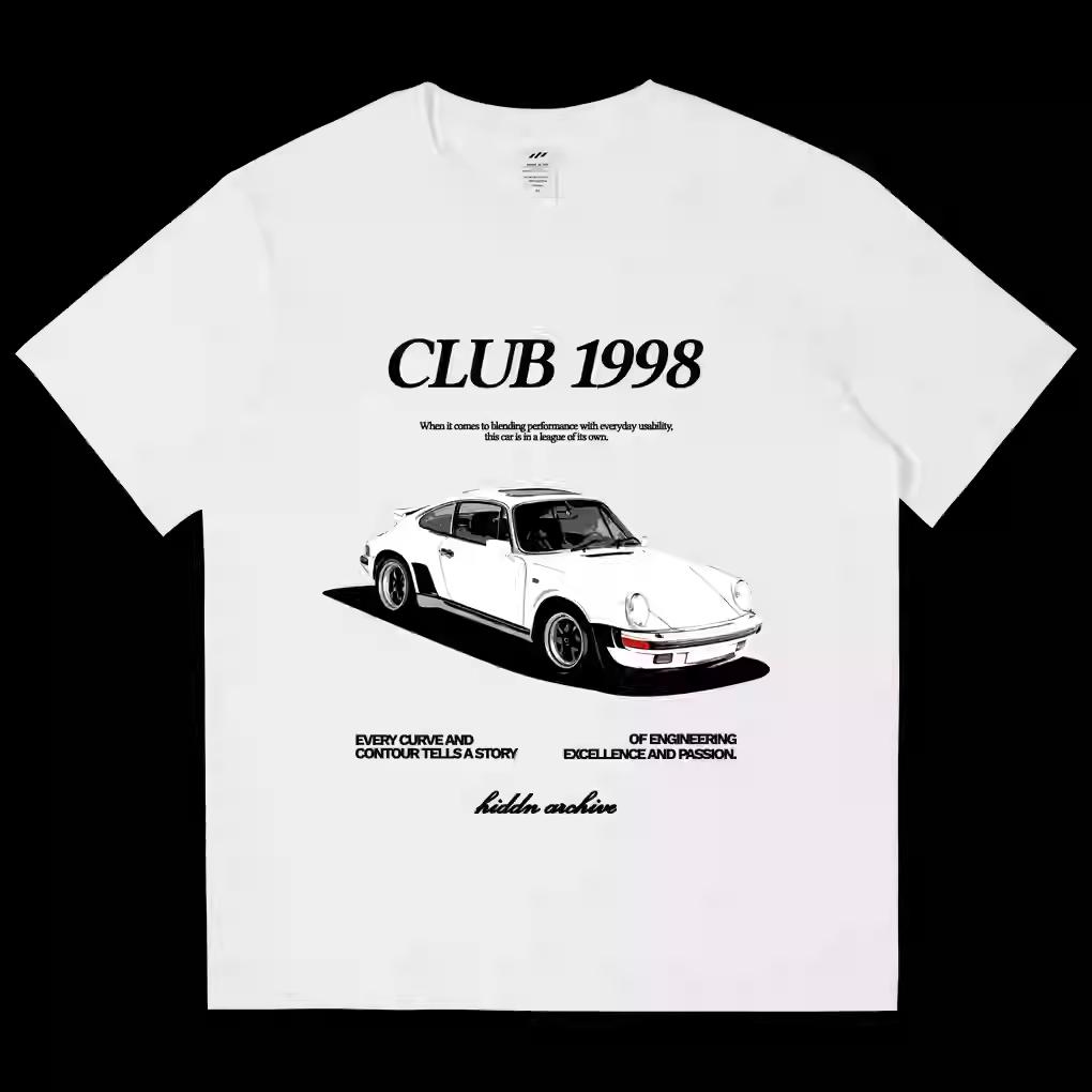 American Retro Car Print Short-sleeved Loose T-shirt Men's and Women's Summer Tide Brand Half-sleeved Hiphop Top Men T Shirt
