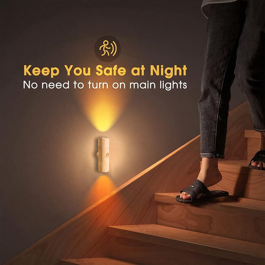 1/2/4pcs LED Intelligent Light,Simple White Design, USB Rechargeable, Two-Head Dimmable Wall-Mounted Motion Sensor Light, Bedsid