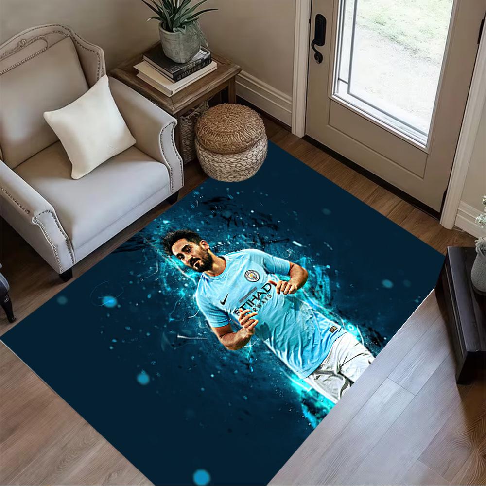 Dynamic Soccer Player Pose Floor Rug Office Rug Perfect for Hallway Dormitory Bedrooms Living Rooms Anti-slip Rug Office home decor Spiritual Gift