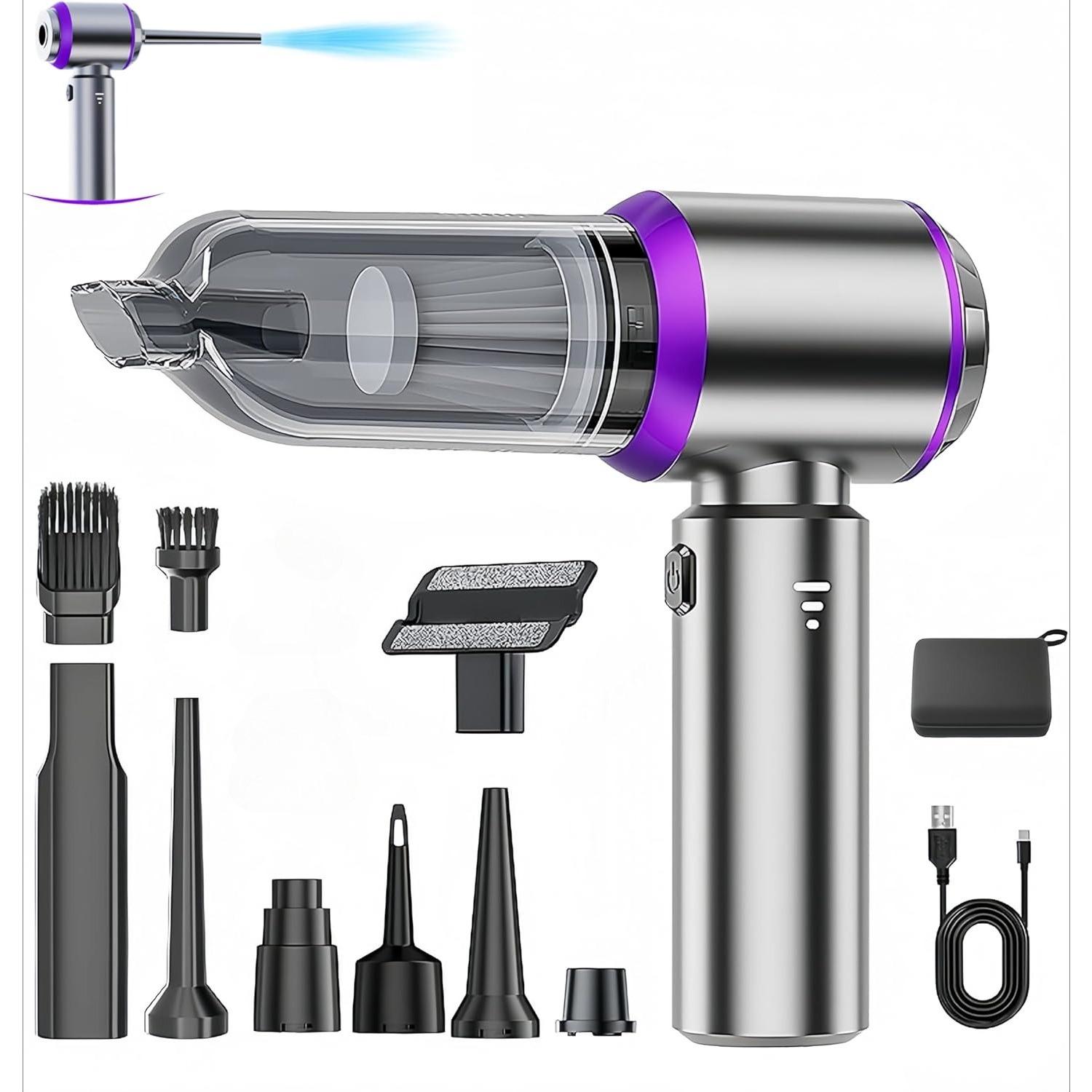 Handheld Car Vacuum Cleaner,15000PA Rechargeable High Power Cordless Mini Vacuum Cleaner and Blower 4-in-1 with 3 Gear Z001
